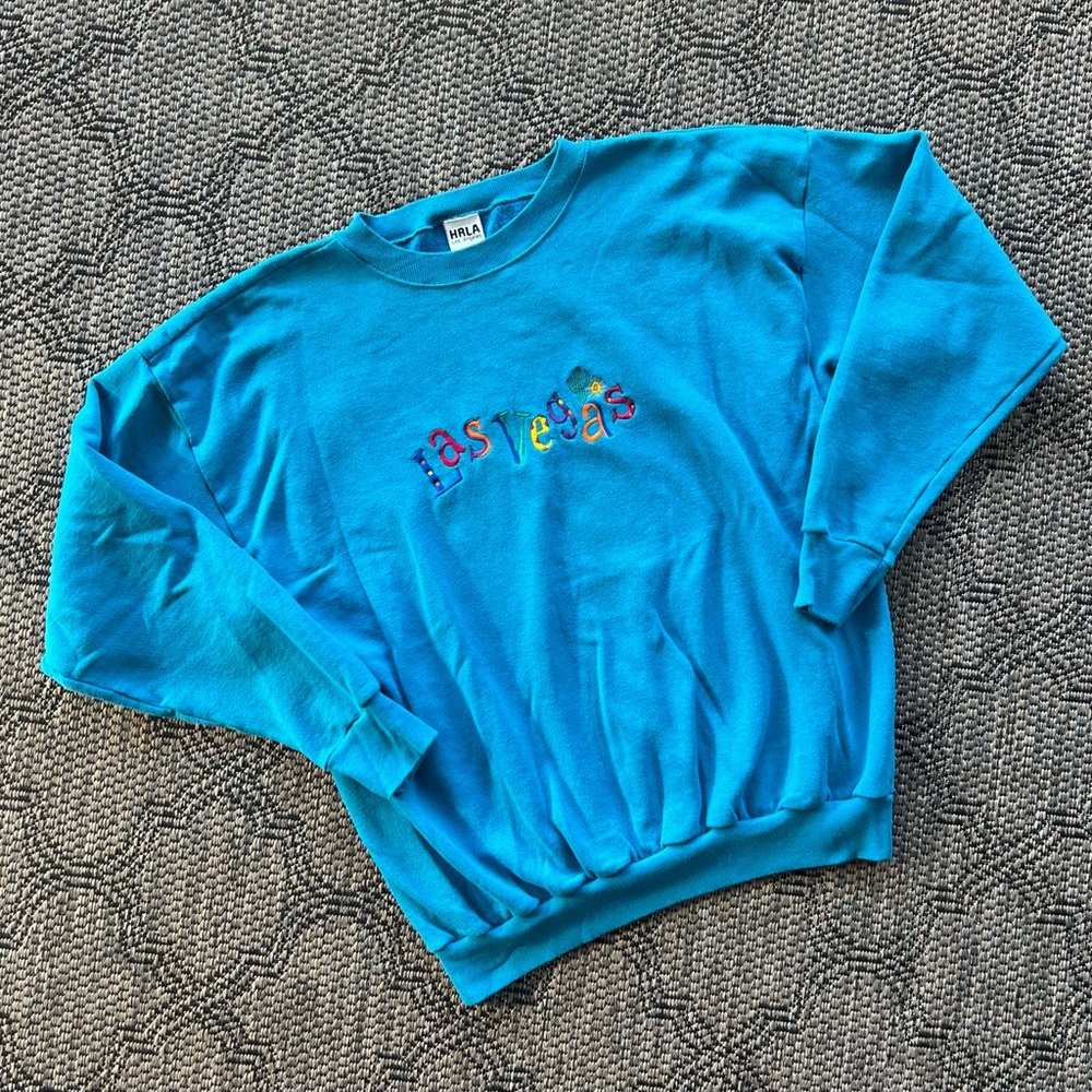 Vintage 90s Las Vegas Embroidered Destination Crewneck Sweatshirt Size Large